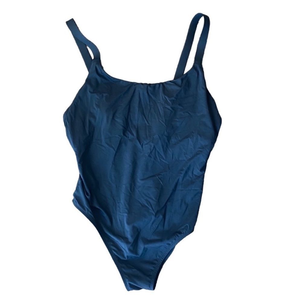 Athleta Swimsuit Bathing Suit One Piece Low Back Scoop Medium Black